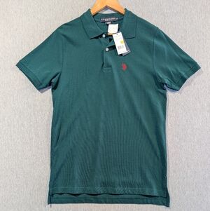 U.S. Polo Assn. Men's Polo Shirt Small Green Red Pony 100% Cotton New
